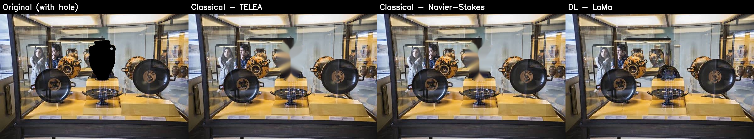 Inpainting a museum showcase