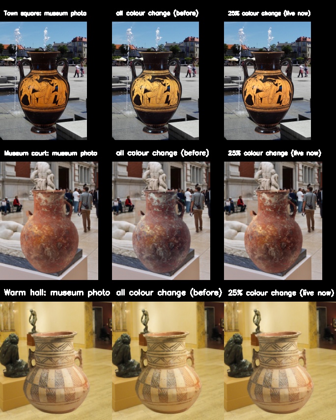 The vases with the whole colour change and with 25%